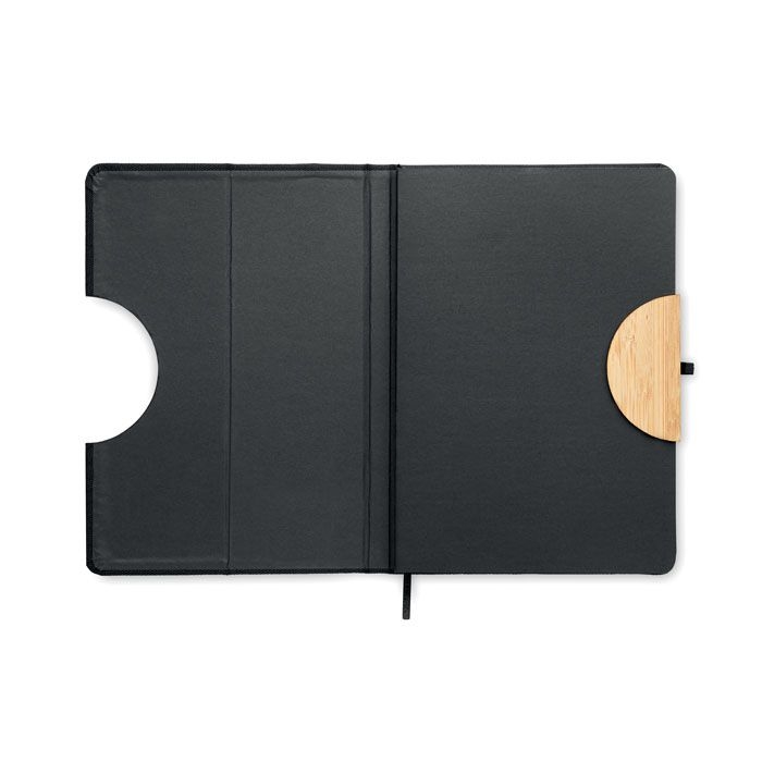 MO6576-03Blama DIN A5 RPET Notizbuch_ liniert_ Schwarz