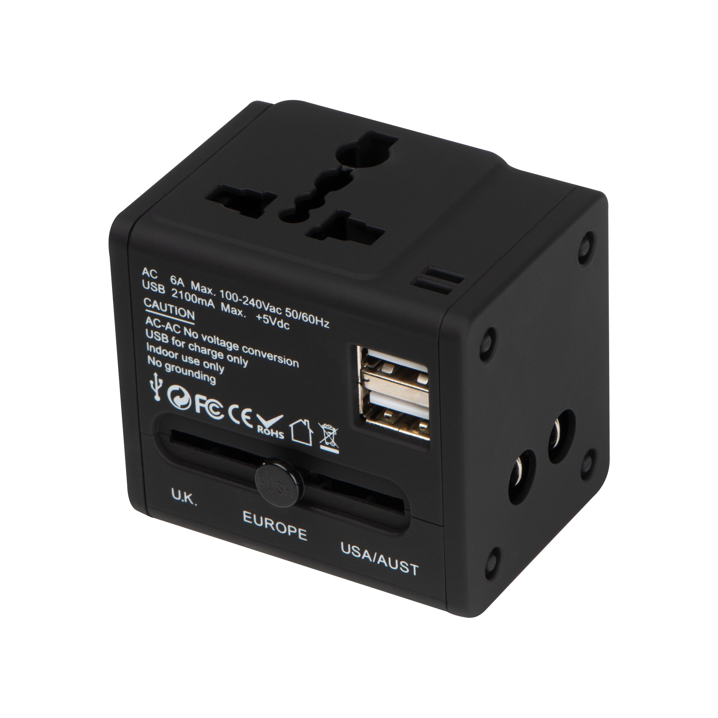 MA40838-03Gummierter Reiseadapter in einem Etui_ schwarz