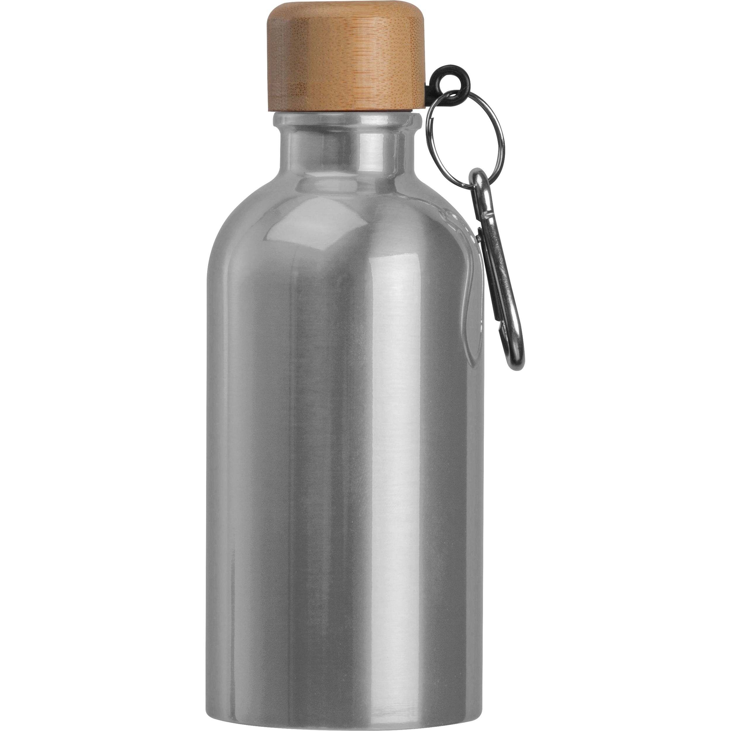 MA84972-07Edelstahltrinkflasche mit Karabiner_ 400ml MARILYN_ silbergrau