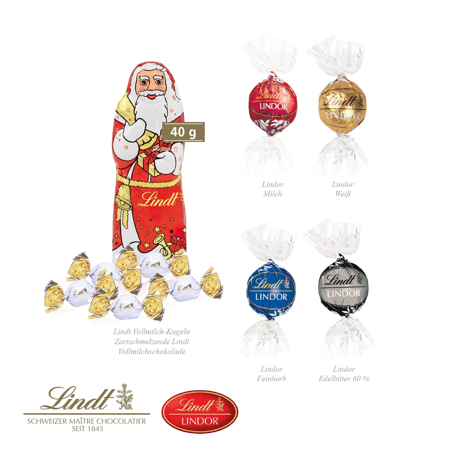 CD95532-01Premium-Praesent mit Lindt Weihnachtsmann „Medium“_ Lindt Schokoladenmischung
