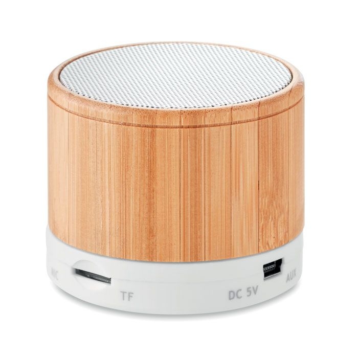 MO9608-06Round Bamboo Runder wireless Lautsprecher_ weiss