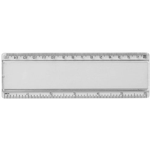PF210538-1Ellison 15 cm Kunststofflineal mit Papiereinlage_ transparent klar