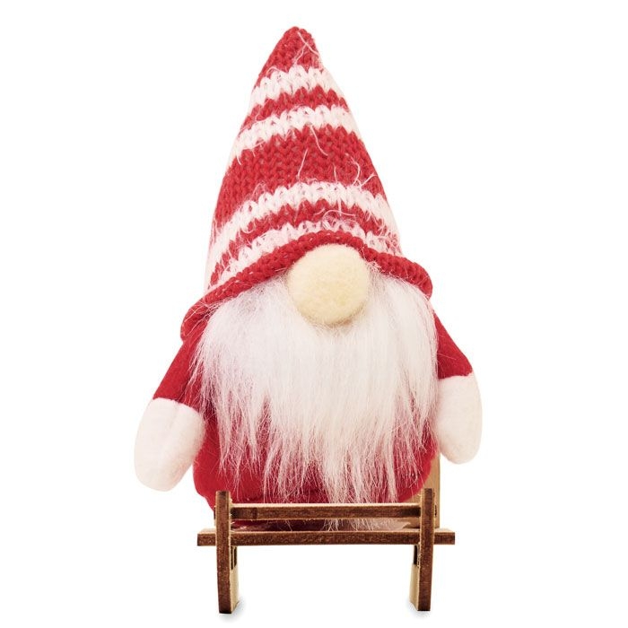 CX1588-05Frosty Sleigh Wichtel auf Holzschlitten_ rot
