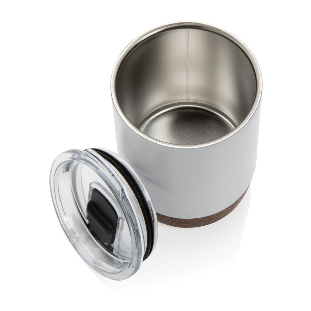 XDP435.05-3Kleine Vakuum-Kaffeetasse aus RCS rSteel _ Kork_ weiss