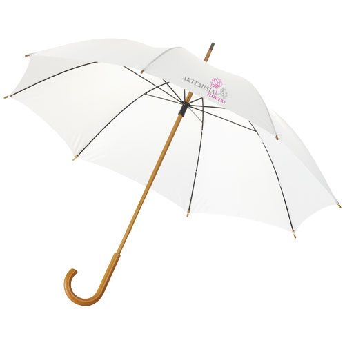 PF109068-1Jova 23_ Regenschirm mit Holzstange und -griff_ weiss