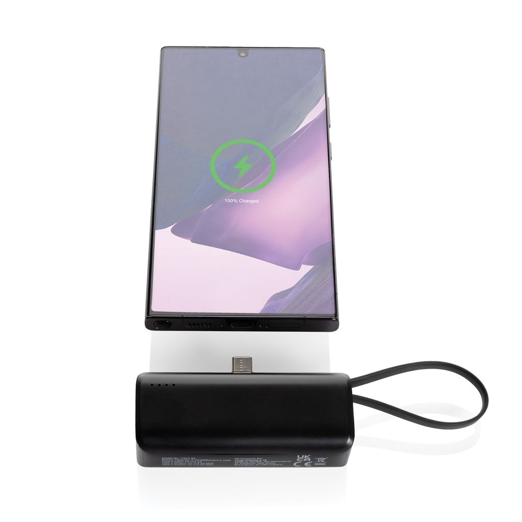 XDP322.49-01Powerlink 3000mah Powerbank aus RCS rPlastic mit USB-C Kabel_ schwarz