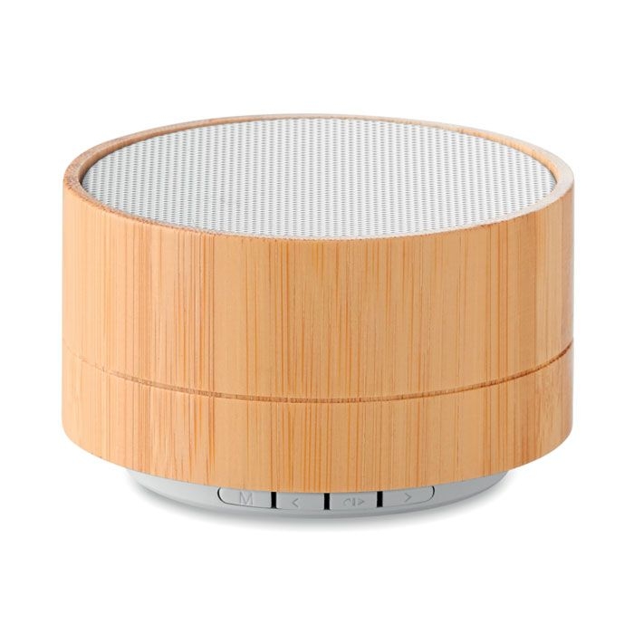 MO9609-06Sound Bamboo Runder wireless Lautsprecher_ weiss