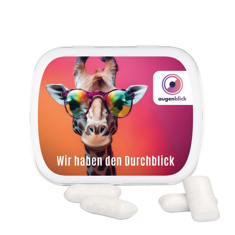 JG10162-1Klappdose aus Metall Kaugummi_ Koro Menthol Kaugummi_ weiss