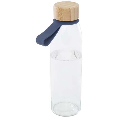 PF100853-3Porto 500 ml Glas-Flasche mit Silikongriff und Bambusdeckel _ Ozeanblau