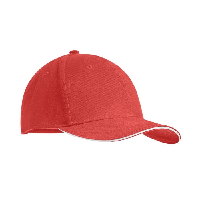 MO9643-35Tekapo Baseball Kappe 6 Panels_ Weiss_rot