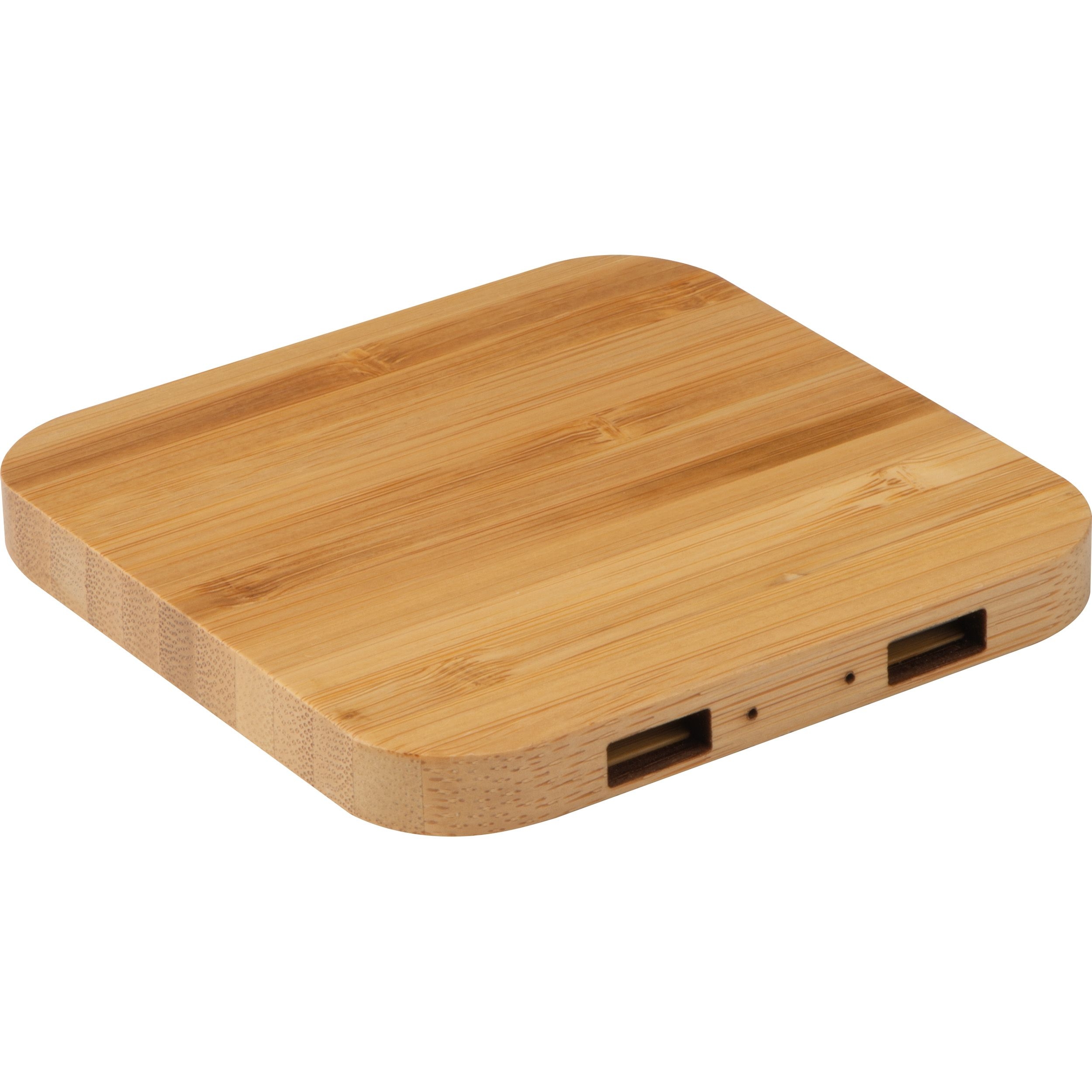 MA31455-13Wireless Charger aus Bambus mit 2 USB Hubs_ beige