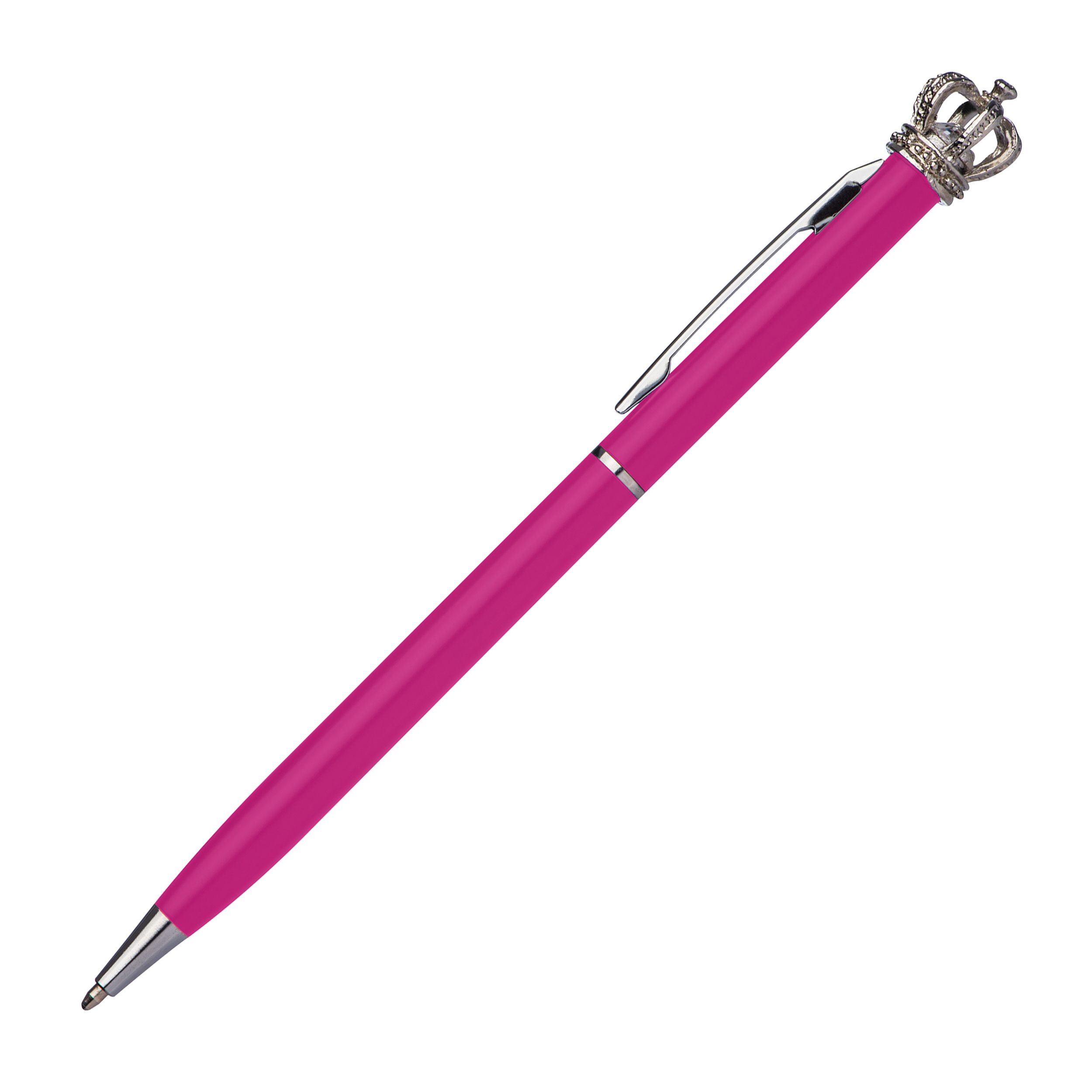 MA10488-11Kugelschreiber aus Metall mit Krone_ pink