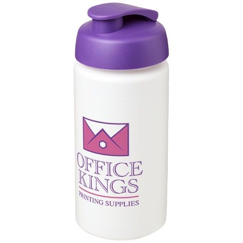 PF210072-10Baseline® Plus grip 500 ml Sportflasche mit Klappdeckel_ weiss_lila