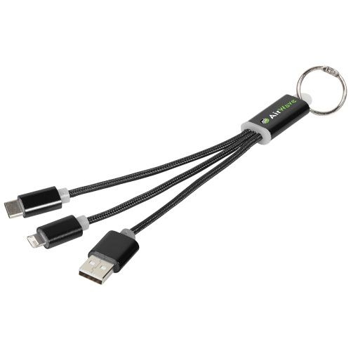 PF134961-1Metal 3-in-1 Ladekabel mit Schluesselanhaenger_ schwarz