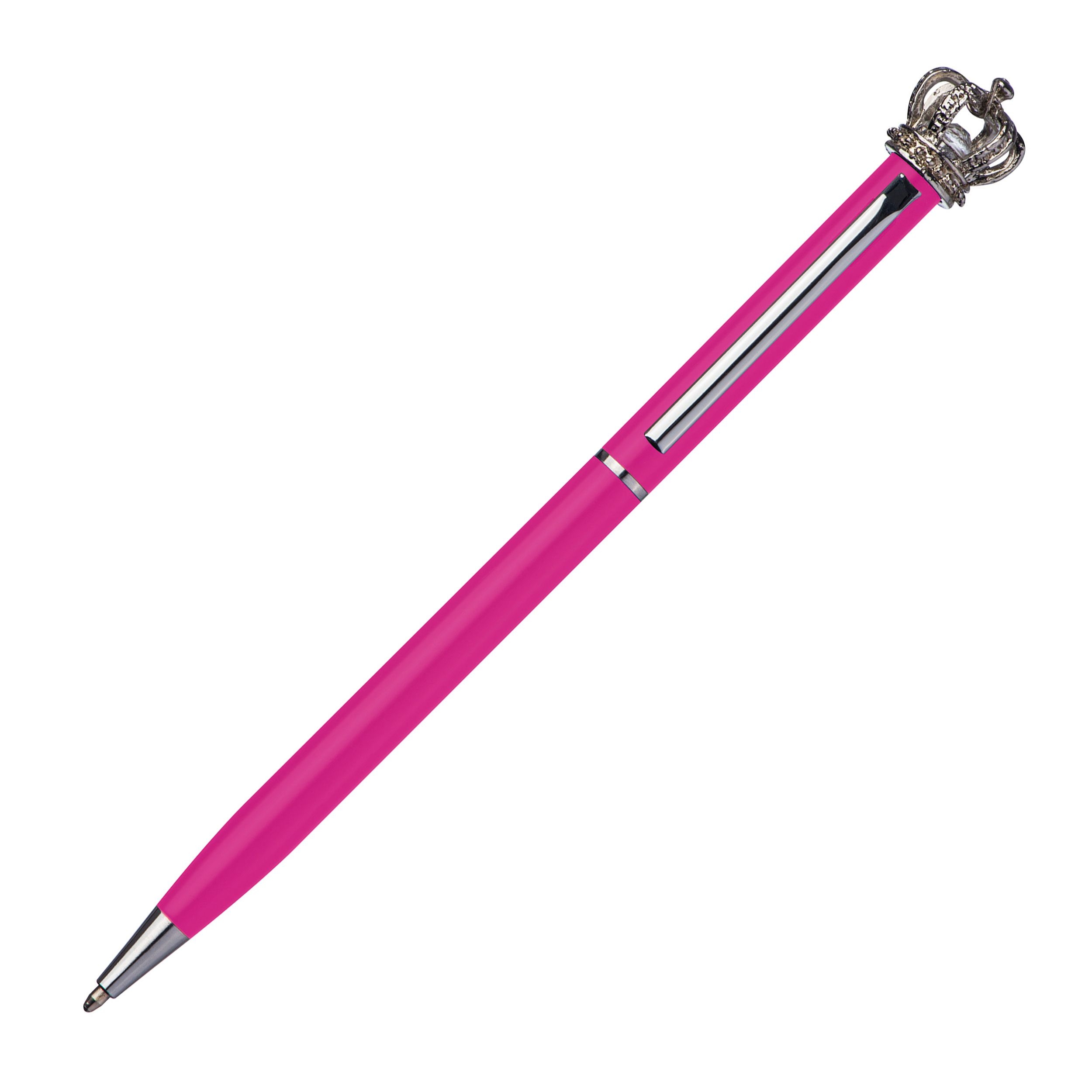MA10488-11Kugelschreiber aus Metall mit Krone_ pink