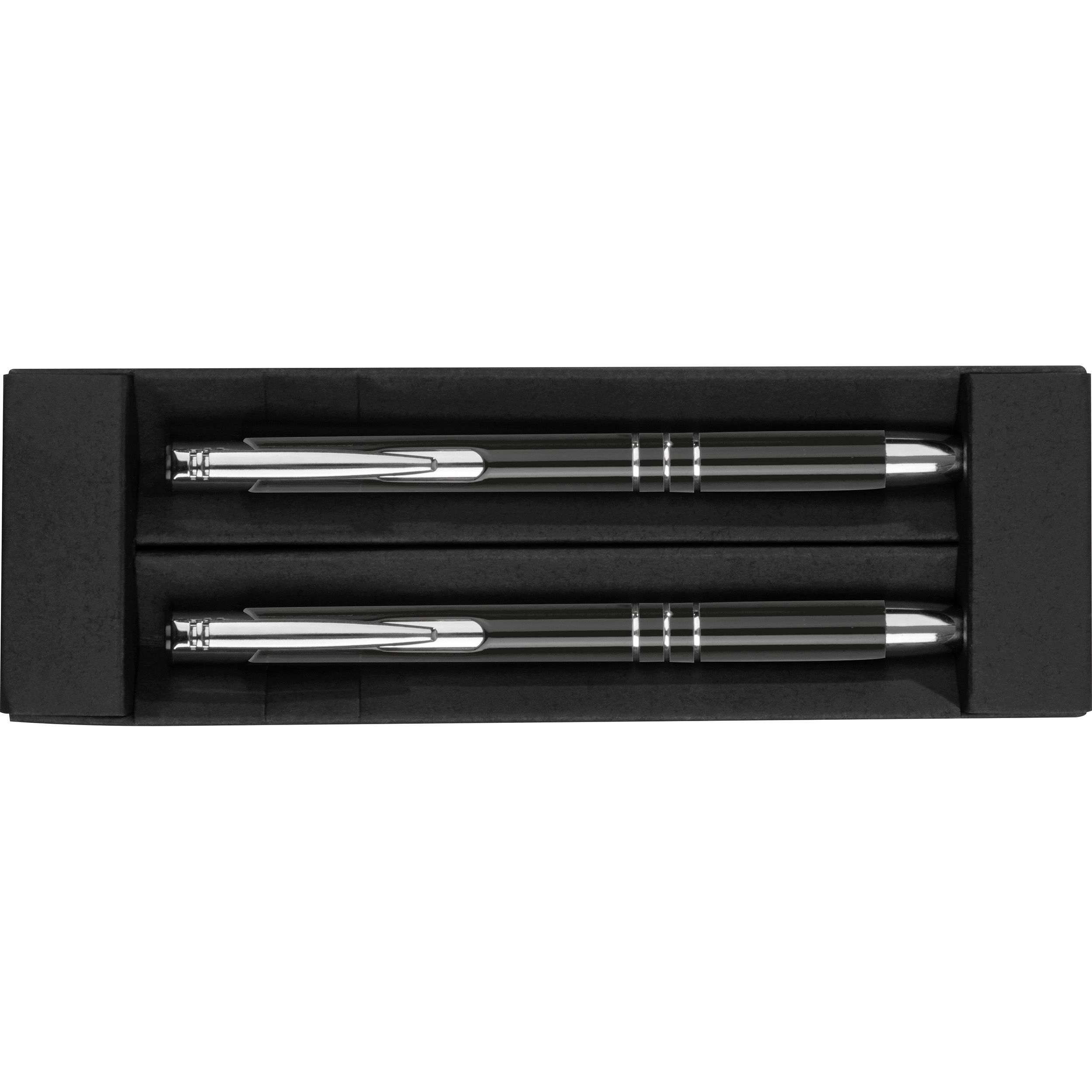 MA13330-03Schreibset mit Kugelschreiber und Druckbleistift aus Metall_ schwarz