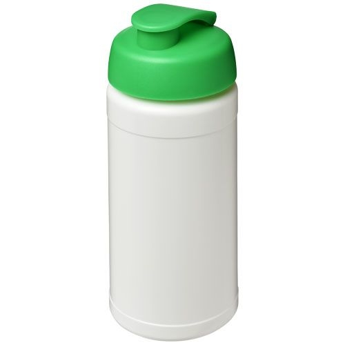 PF210068-7Baseline® Plus 500 ml Sportflasche mit Klappdeckel_ weiss_gruen