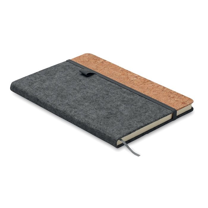 MO2553-15Corkbook DIN A5 Notizbuch RPET-Filz_ steingrau