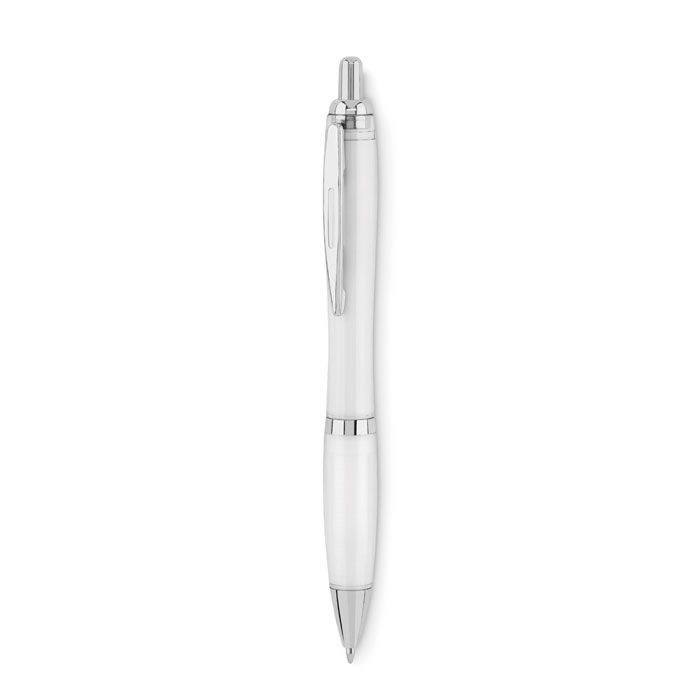 MO6409-26Rio Rpet Druckkugelschreiber RPET_ Transparent Weiss