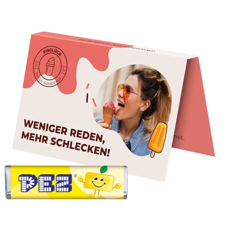 JG10174-1Werbekarte Visitenkartenformat PEZ_ PEZ Bonbonriegel_ Zitrone