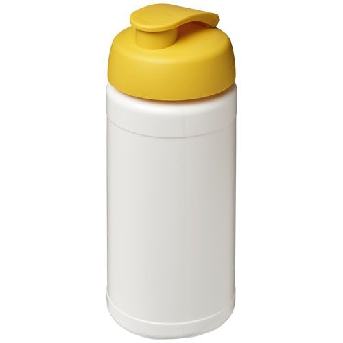 PF210068-11Baseline® Plus 500 ml Sportflasche mit Klappdeckel_ weiss_gelb