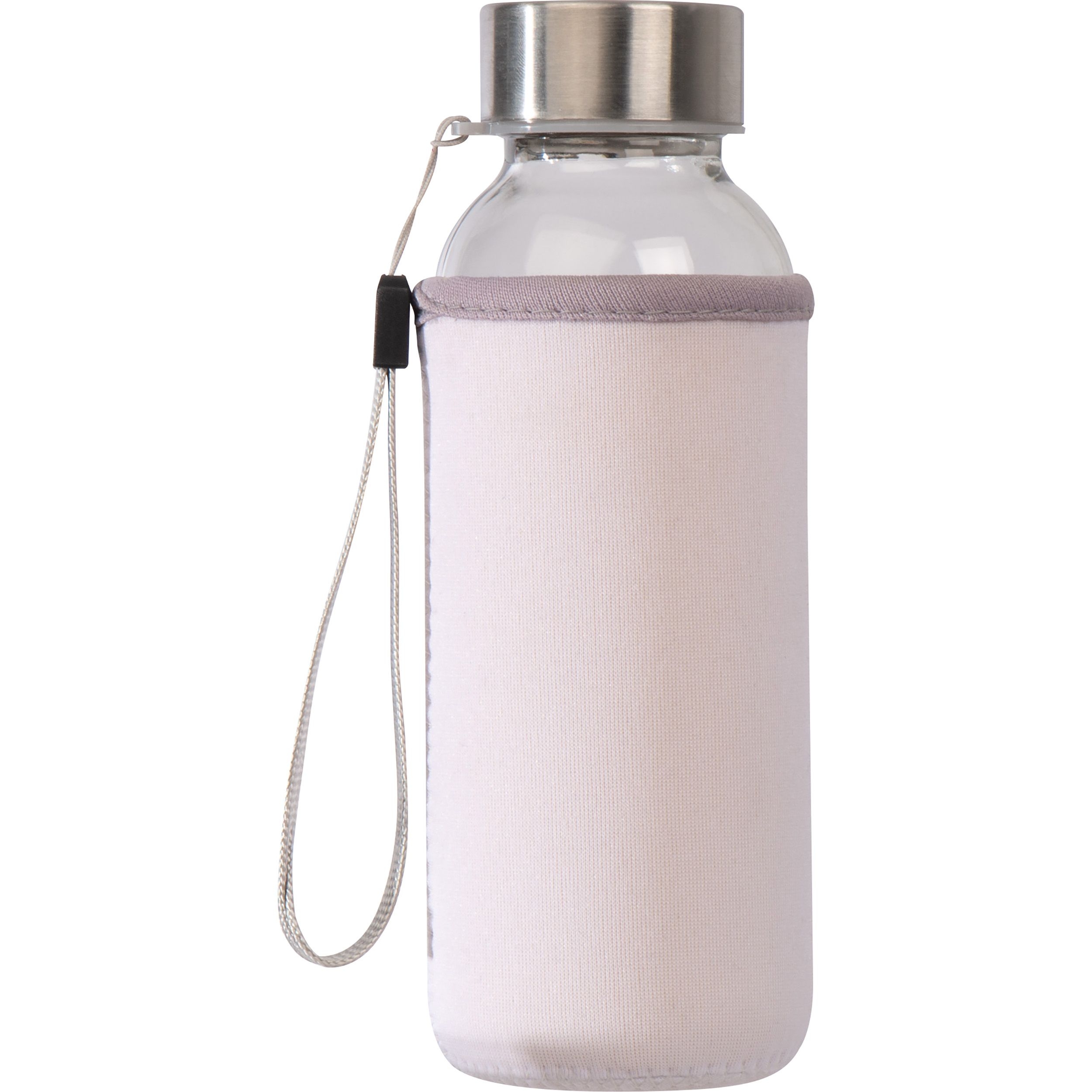 MA60985-06Trinkflasche aus Glas mit Neoprenueberzug_ 300ml_ weiss