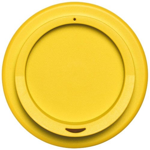 PF220002-1Americano® 350 ml Isolierbecher mit Schutzring_ gelb_schwarz
