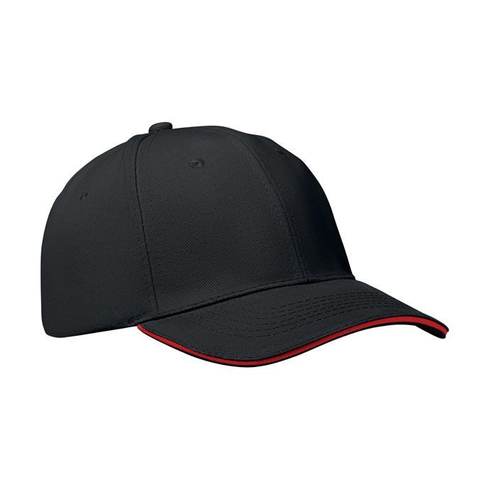 MO1464-83Buffalo Baseball cap 6 panels 260g_m²_ schwarz_rot