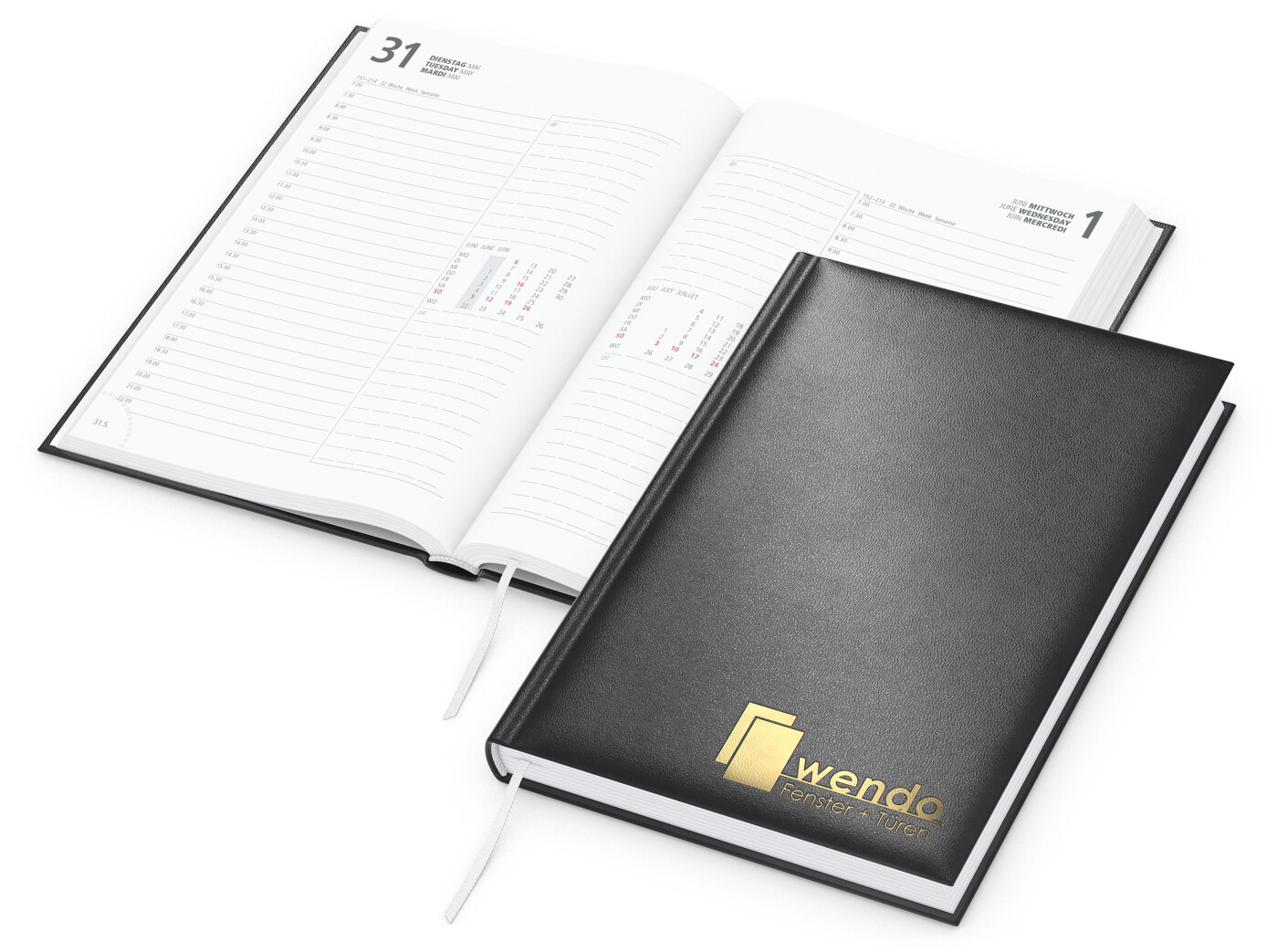 GE0020-SCGWerbeartikel Buchkalender Image_ schwarz_ Goldpraegung