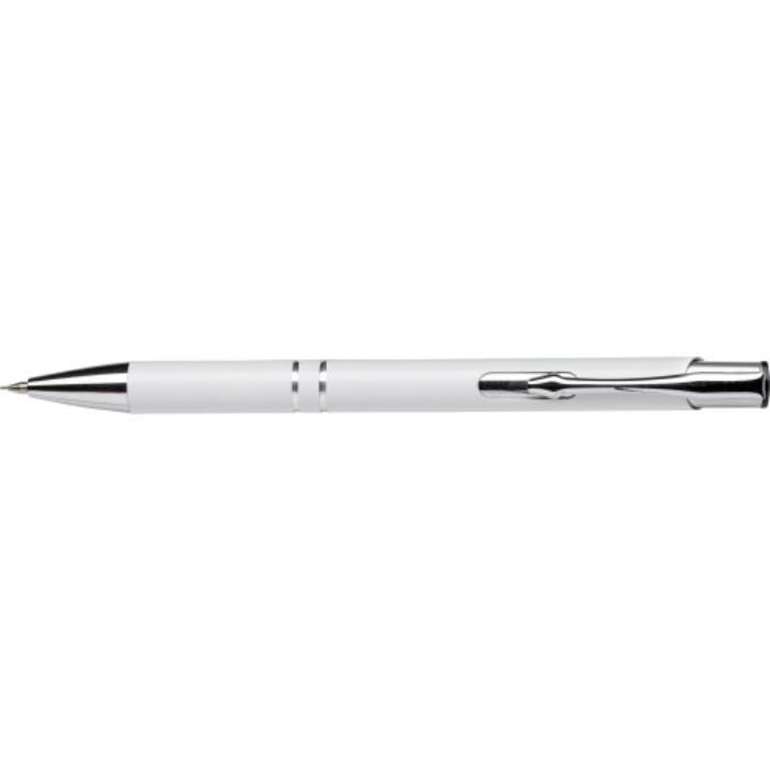 Kugelschreiber aus Aluminium Albacete, Weiß