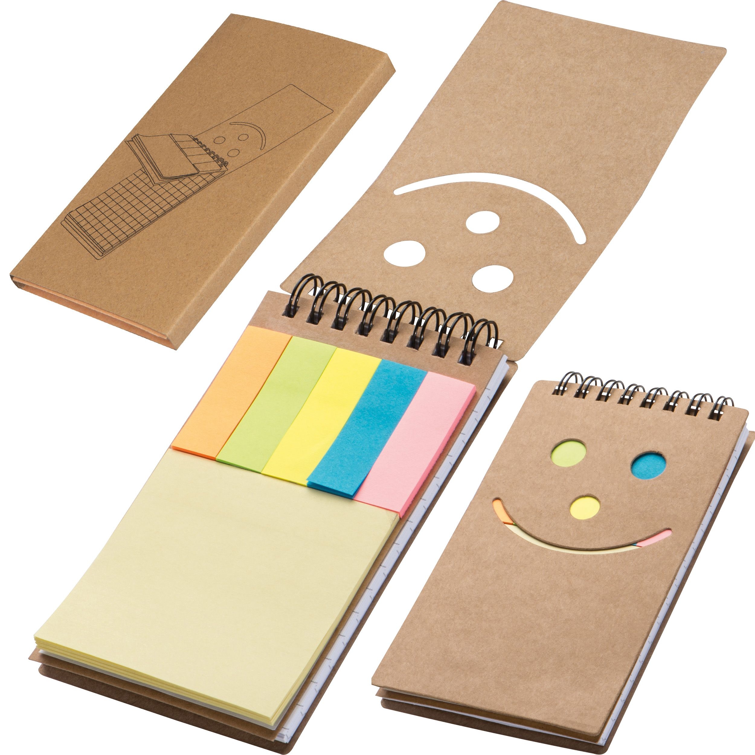 MA20583-01Notizblock mit Spiralbindung und einem Smile Gesicht_ braun