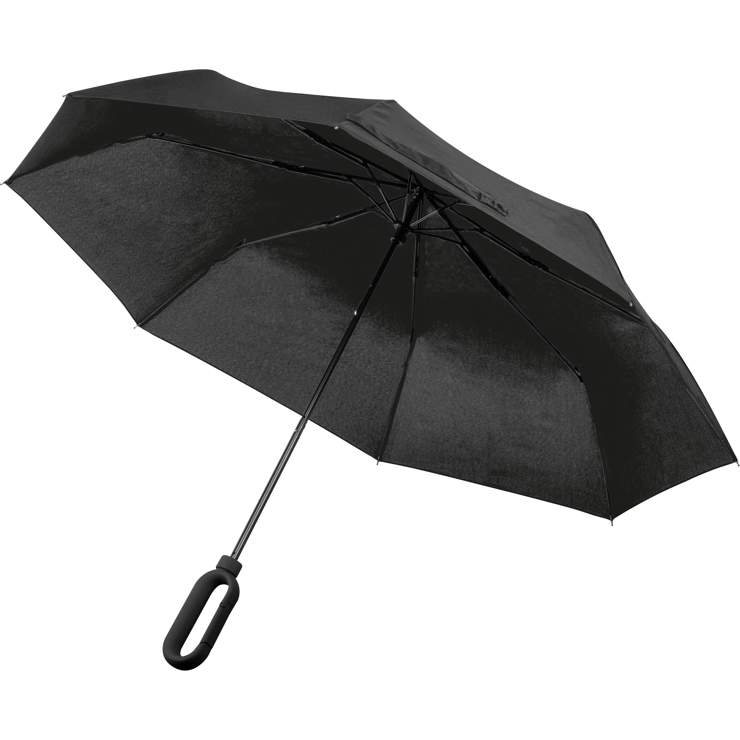 MA40885-03Taschenschirm aus Pongee mit Karabinergriff_ schwarz