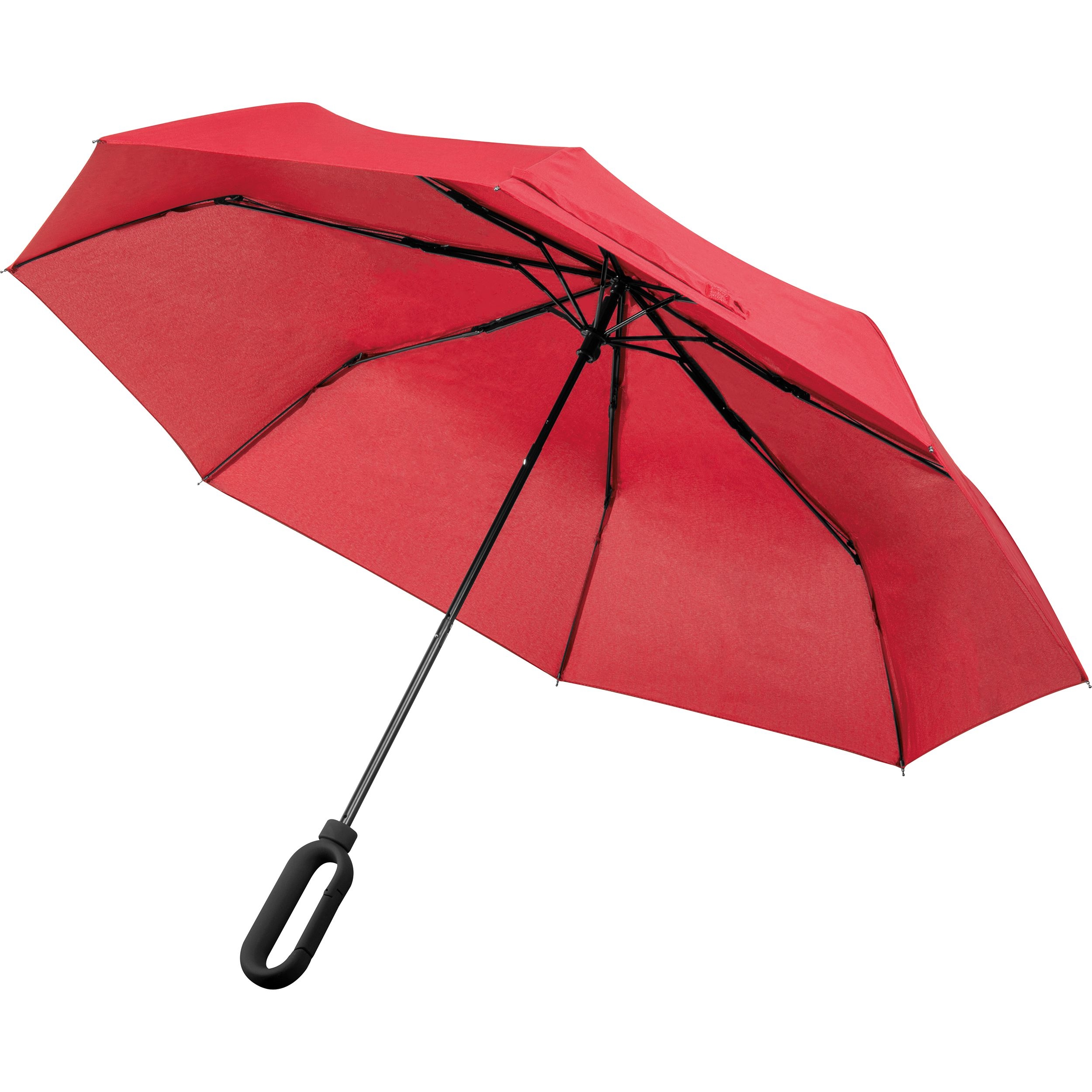 MA40885-05Taschenschirm aus Pongee mit Karabinergriff_ rot