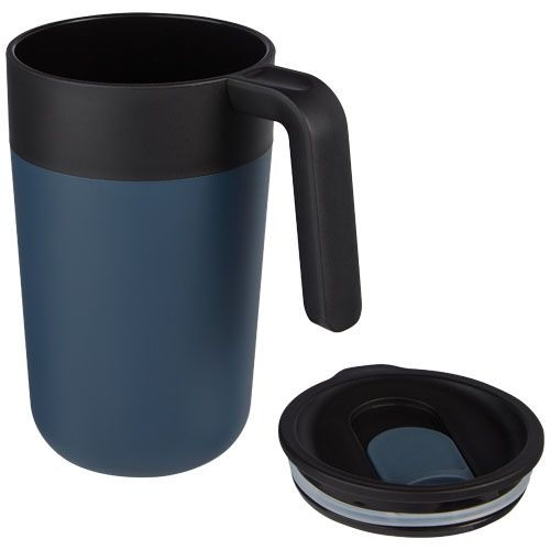 PF100731-2Nordia 400 ml doppelwandiger Becher aus Recyclingmaterial_ dunkelblau