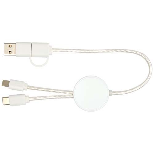 PF124427-1Citala 30 cm 5-in-1 Kabel aus recyceltem Kunststoff fuer Datenuebertragung und 27W Schnellladung_ weiss