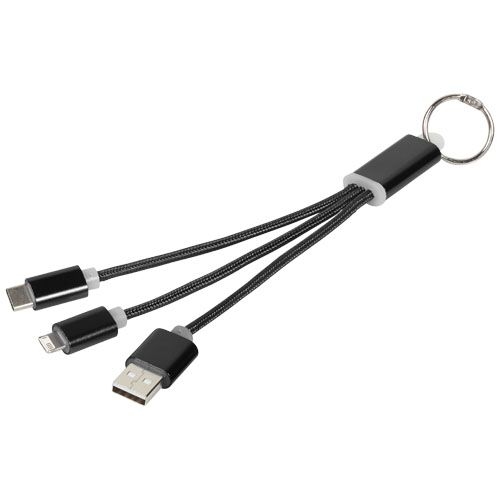 PF134961-1Metal 3-in-1 Ladekabel mit Schluesselanhaenger_ schwarz