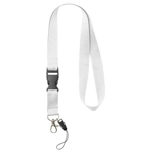 PF102508-2Sagan Lanyard mit abnehmbarer Schnalle und Handyband_ weiss