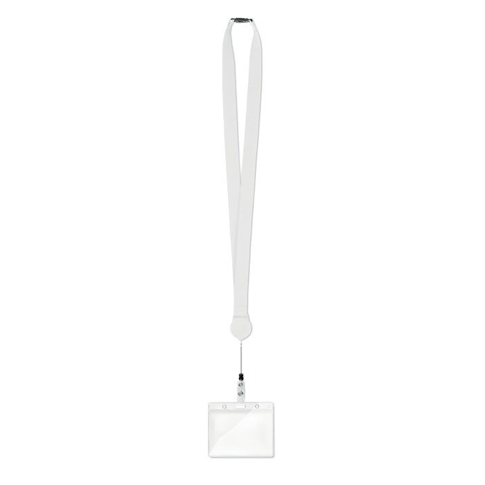MO9852-06Zip Lanyard Lanyard mit Badge-Halter_ Weiss