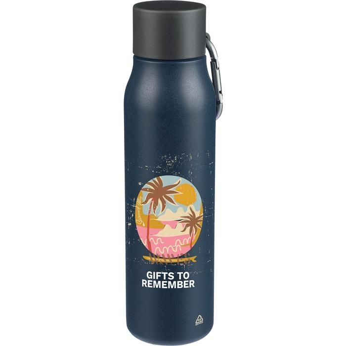 GI1202790-05Doppelwandige Trinkflasche aus recyceltem Edelstahl _600 ml_ Cassian_ blau