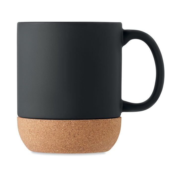 MO6839-03Matt Kaffeebecher mit  Kork 300 ml_ Schwarz