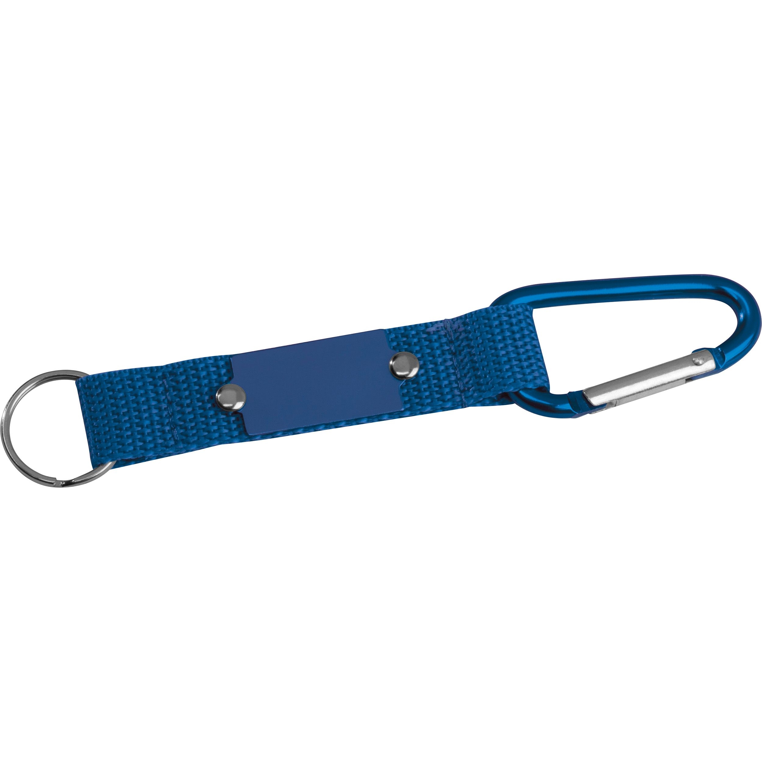 MA91168-04Schluesselanhaenger mit Karabiner und Plaettchen aus Metall_ blau