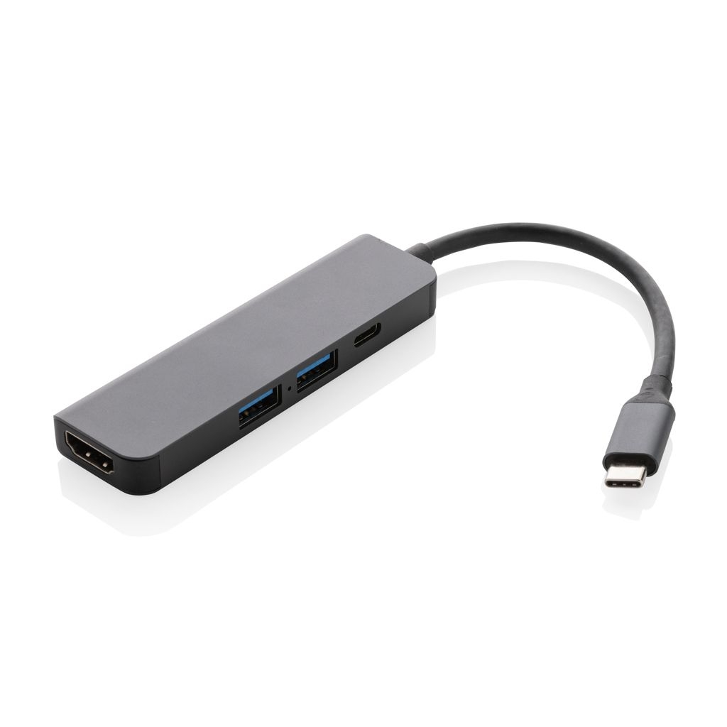 XDP308.65-2Terra Hub aus RCS recyceltem Aluminium mit HDMI-Input_ grau