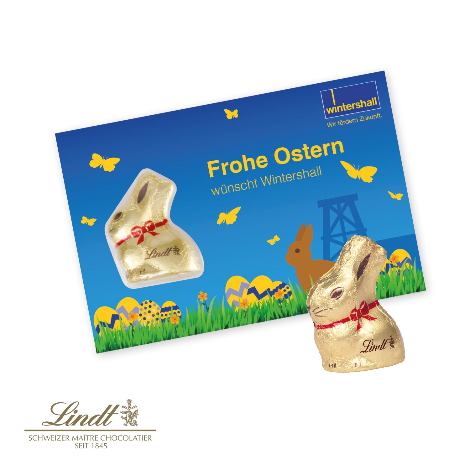 CD94563Schokokarte mit Lindt Goldhase