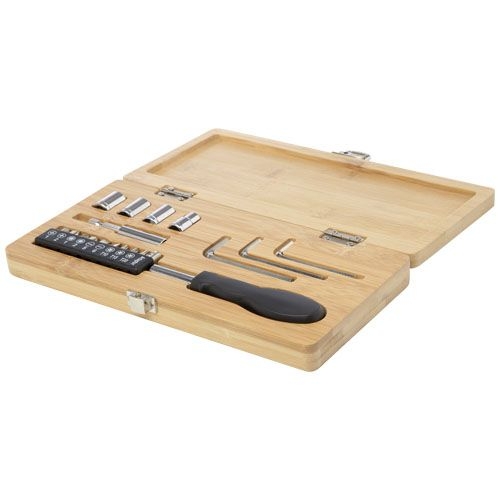 PF104578-1Rivet 19-teiliges Werkzeugset aus Bambus und recyceltem Kunststoff_ natur