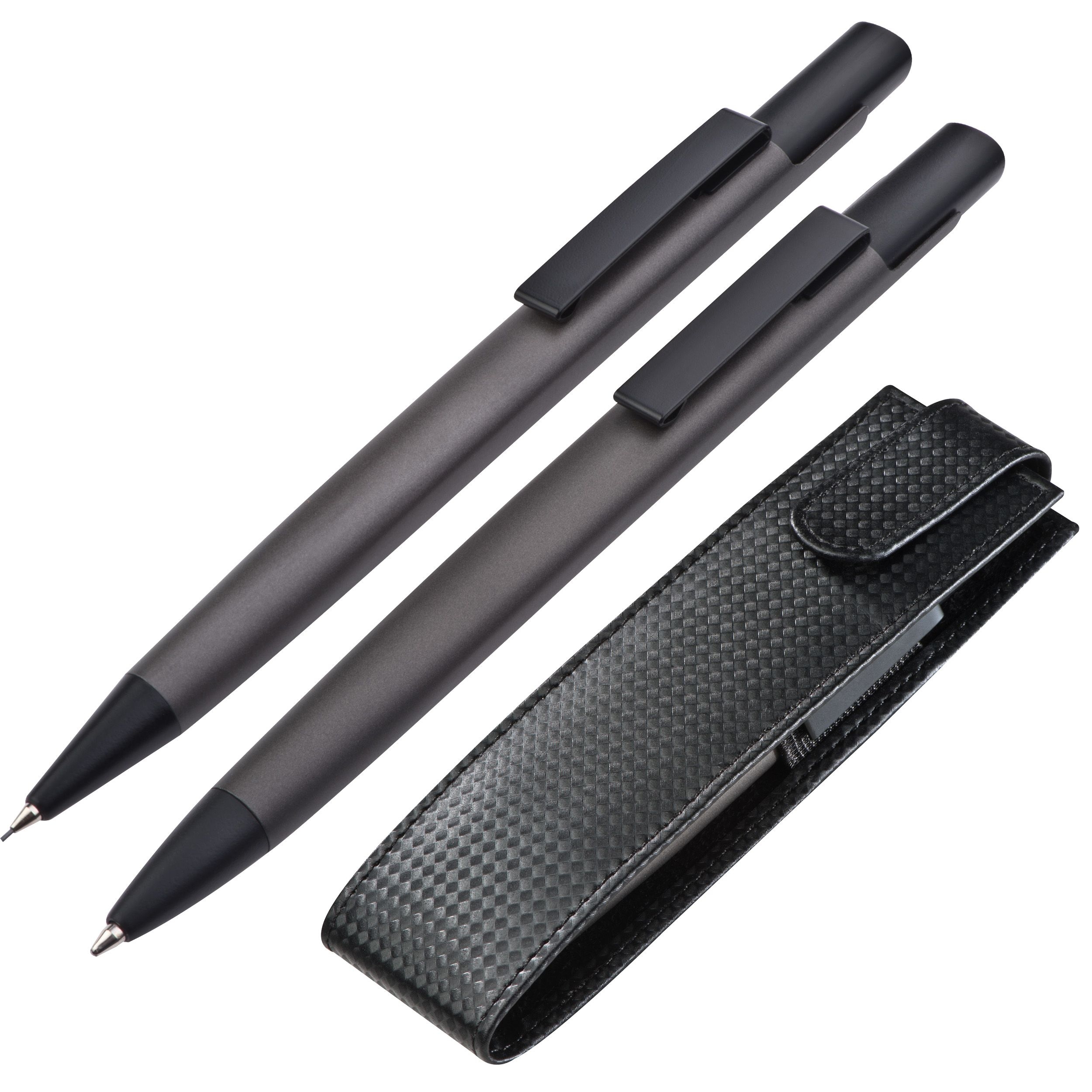 MA13544-77Set aus Kugelschreiber und Bleistift in Etui _ anthrazit