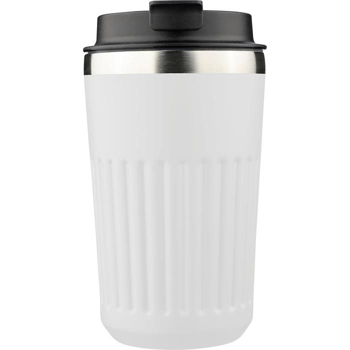 GI1353907-02Reisebecher aus recyceltem Edelstahl _400 ml_ Chiara_ weiss