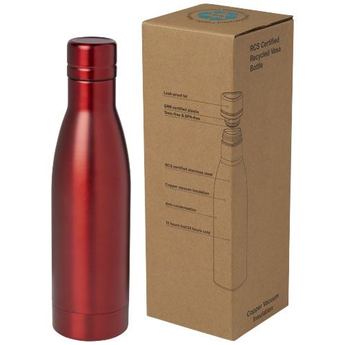 PF100736-2Vasa RCS-zertifizierte Kupfer-Vakuum Isolierflasche aus recyceltem Edelstahl_ 500 ml_ rot