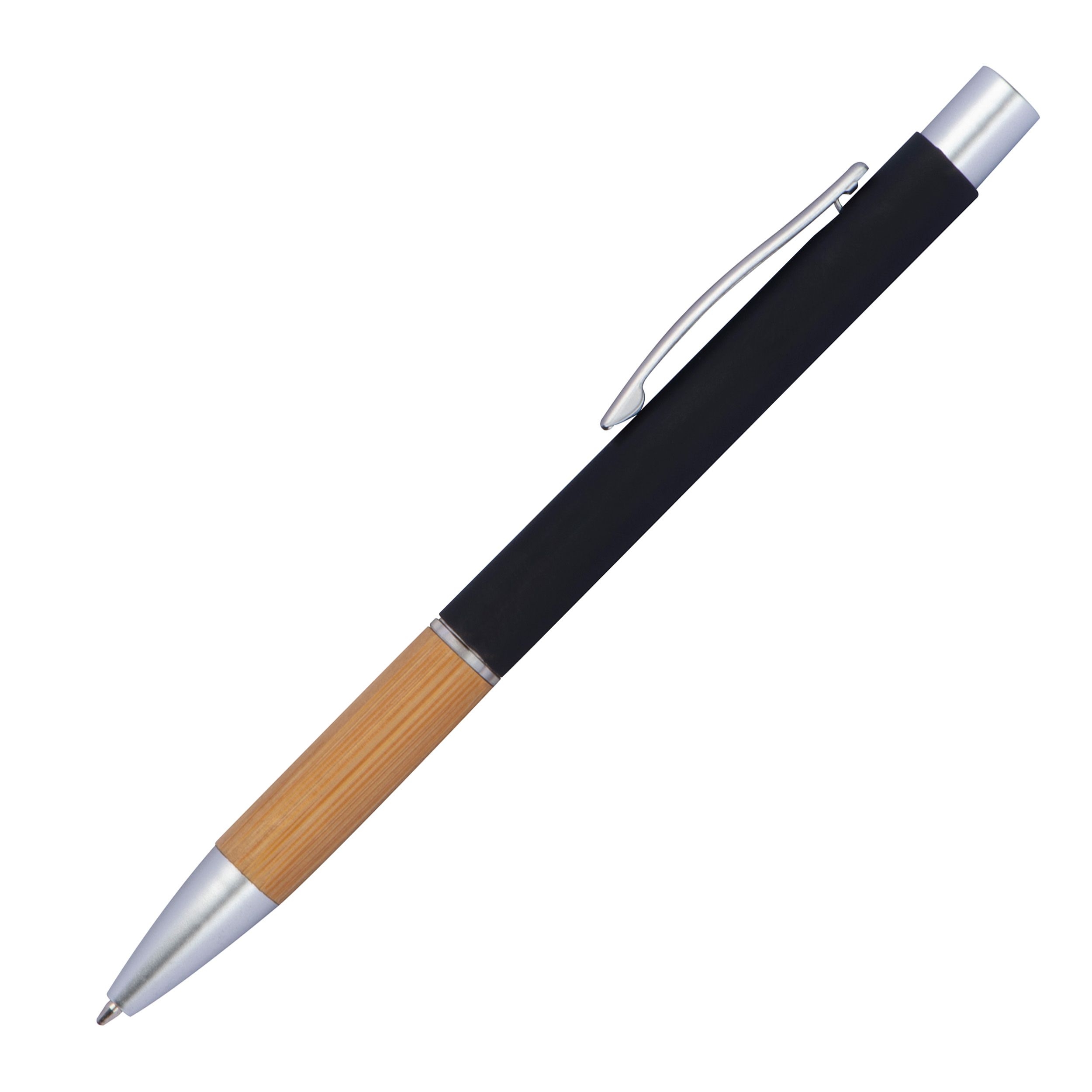 MA12643-03Aluminium Kugelschreiber mit Bambusgriffzone _ schwarz
