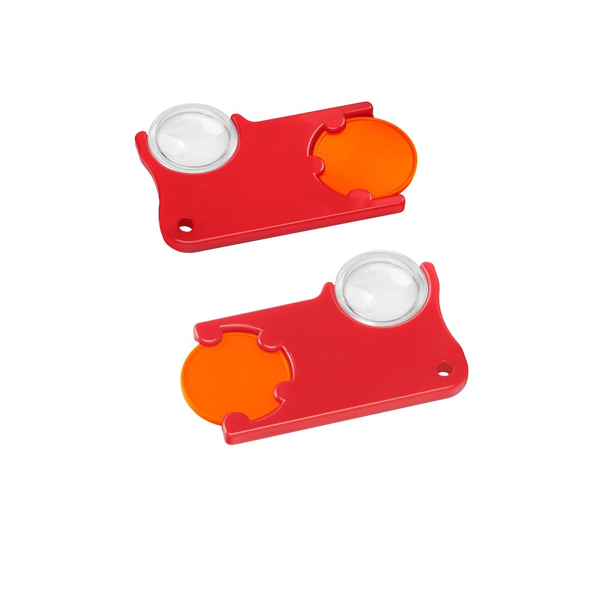 HE8286-5-1Chiphalter mit 1€-Chip und Lupe_ orange_ rot