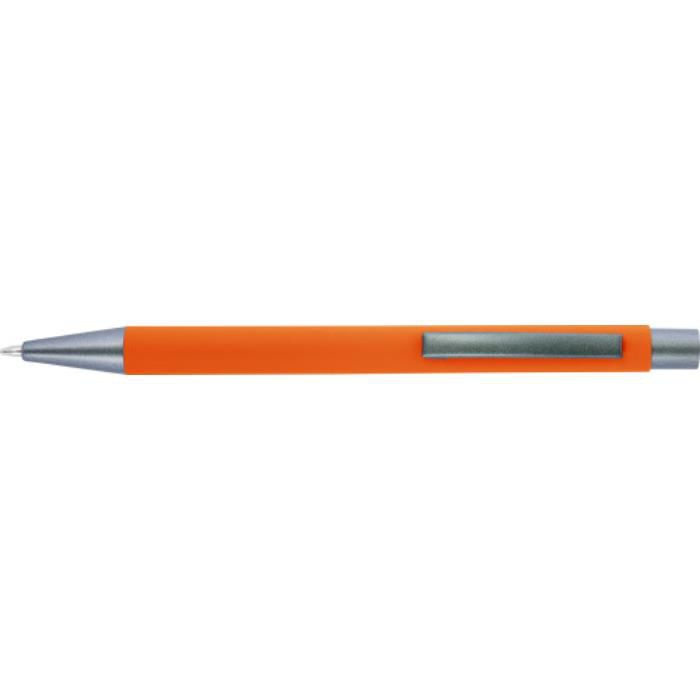 GI8298-07Kugelschreiber mit Softtouch-Oberflaeche und Glanzgravur Emmett_ Orange